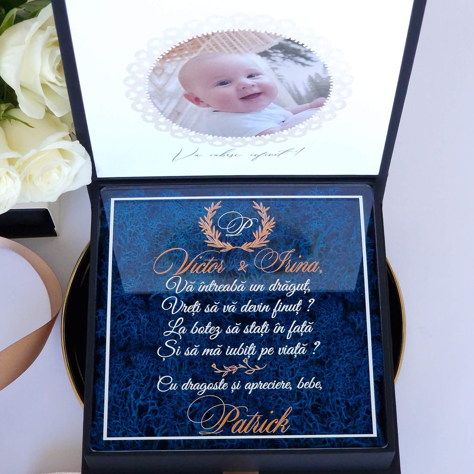Cutie cerere nasi de botez „Black Couture” Licheni