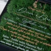 Cutie luxury pentru invitatia de nunta, realizata manual cu interior din catifea premium de la celebra casa Prelle si decorat cu licheni stabilizati Verdissimo.