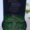 Cutie luxury pentru invitatia de nunta, realizata manual cu interior din catifea premium de la celebra casa Prelle si decorat cu licheni stabilizati Verdissimo.
