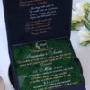 Cutie luxury pentru invitatia de nunta, realizata manual cu interior din catifea premium de la celebra casa Prelle si decorat cu licheni stabilizati Verdissimo.