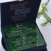 Cutie luxury pentru invitatia de nunta, realizata manual cu interior din catifea premium de la celebra casa Prelle si decorat cu licheni stabilizati Verdissimo.