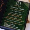 Cutie luxury pentru invitatia de nunta, realizata manual cu interior din catifea premium de la celebra casa Prelle si decorat cu licheni stabilizati Verdissimo.