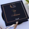 Cutie luxury pentru invitatia de nunta, realizata manual cu interior din catifea premium de la celebra casa Prelle si decorat cu licheni stabilizati Verdissimo.