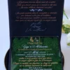 Cutie luxury pentru invitatia de nunta, realizata manual cu interior din catifea premium de la celebra casa Prelle si decorat cu licheni stabilizati Verdissimo.
