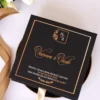 Cutie luxury pentru invitatia de nunta, realizata manual cu interior din catifea premium de la celebra casa Prelle si decorat cu licheni stabilizati Verdissimo.