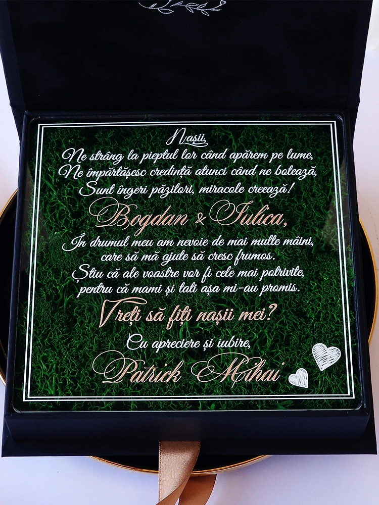 Cutie cerere nasi de botez Black Couture Licheni Cutie cerere nasi de botez Black Couture Licheni