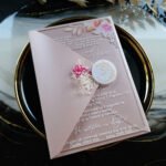 Invitatie de botez "Glamour Colors" Pink Flowers
