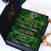 Cutie de cerere pentru nașii de cununie din colecția Black Couture Éternité Speciale, decorata cu licheni stabilizati si catifea premium.