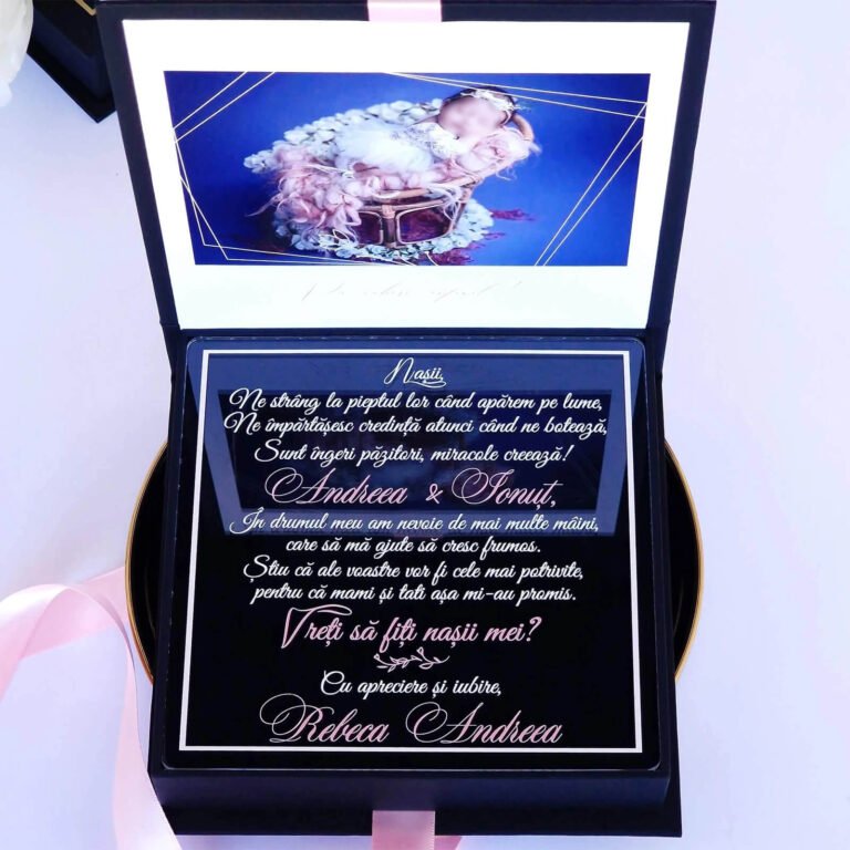 Cutie cerere nasi de botez decorata cu catifea premium