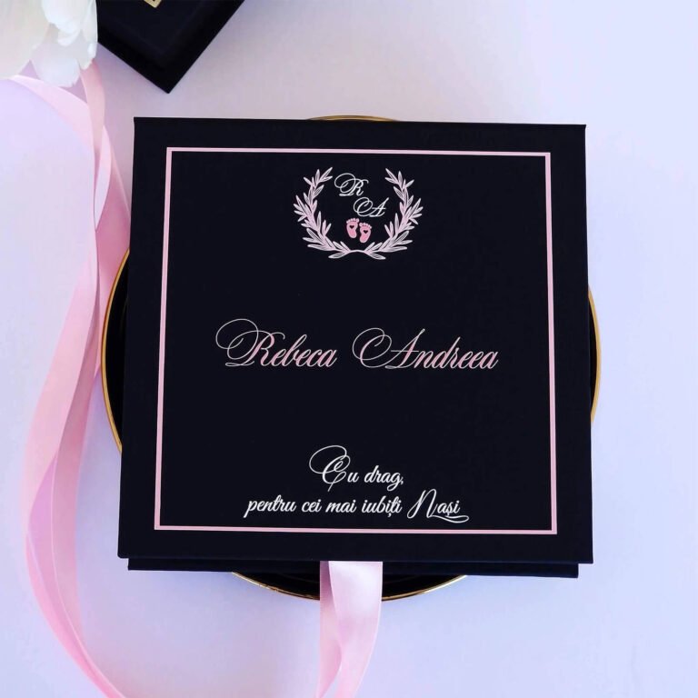 Cutie cerere nasi de botez captusita cu catifea premium