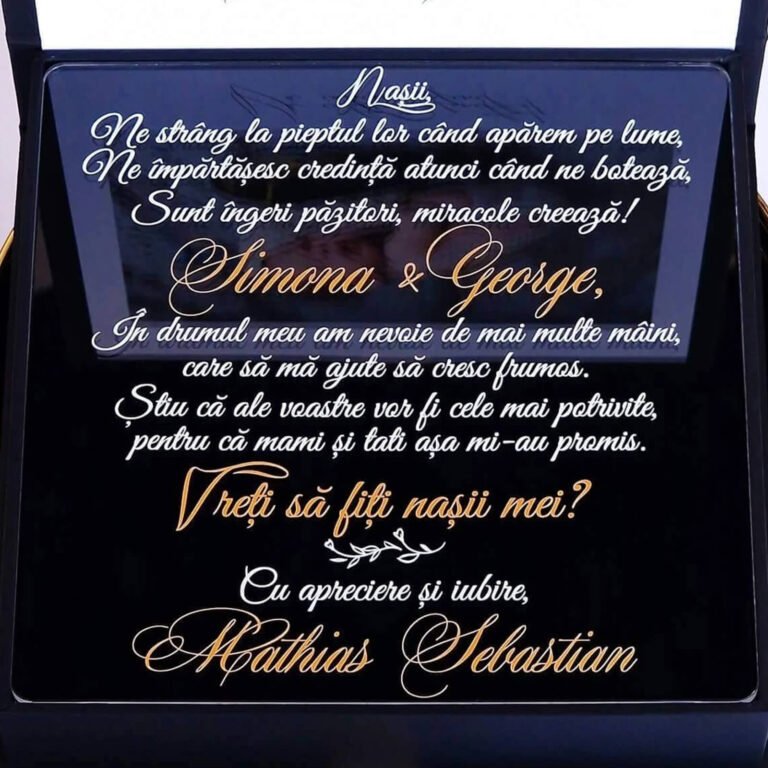 Cutie cerere nasi de botez din colectia Black Couture Velvet, captusita cu catifea neagra premium