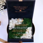 Cutie multumire nasi de botez Black Couture Licheni & Hortensie