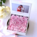 Cutie multumire nasi de botez Pure White Hortensie