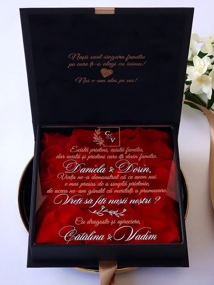 Cutie cerere nasi de cununie Black Couture Red Roses