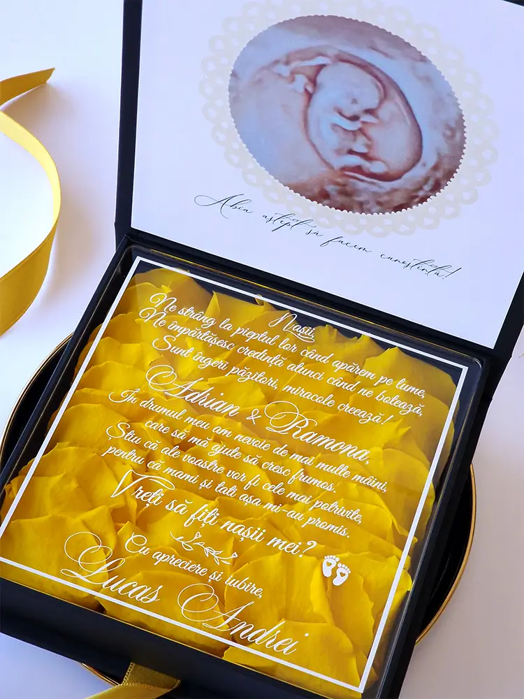 Cutie cerere nasi de botez Black Couture Yellow Roses Cutie cerere nasi de botez Black Couture Yellow Roses