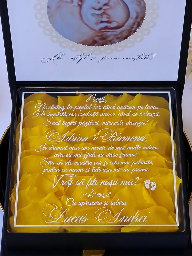 Cutie cerere nasi de botez Black Couture Yellow Roses Cutie cerere nasi de botez Black Couture Yellow Roses