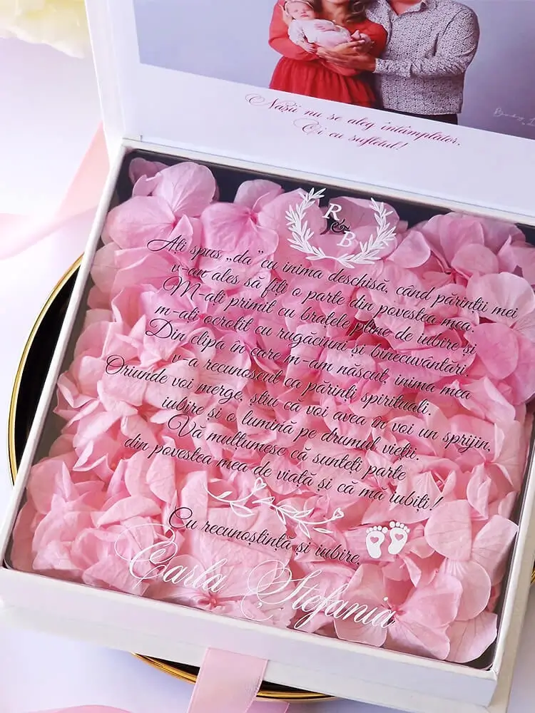 Cutie multumire nasi de botez Pure White Hortensie Cutie multumire nasi de botez Pure White Hortensie