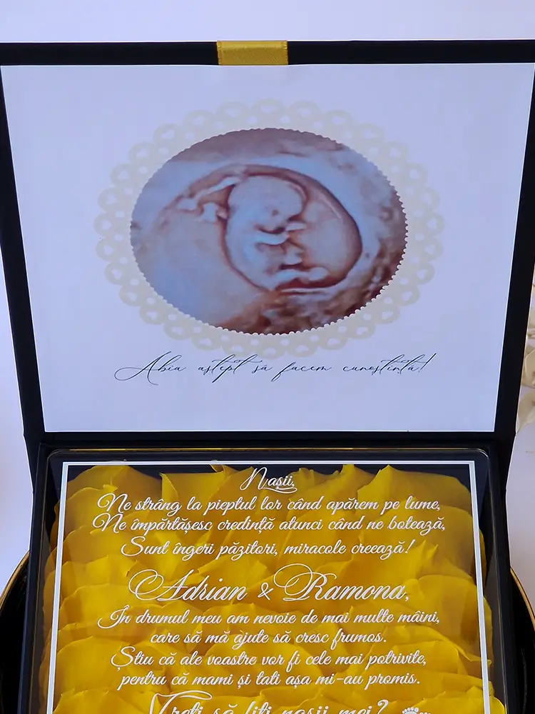 Cutie cerere nasi de botez Black Couture Yellow Roses Cutie cerere nasi de botez Black Couture Yellow Roses