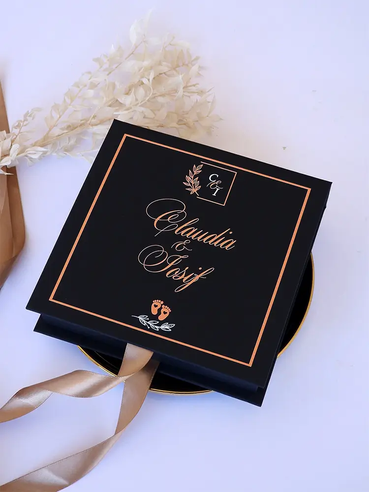 Cutie cerere nasi de botez Black Couture Licheni