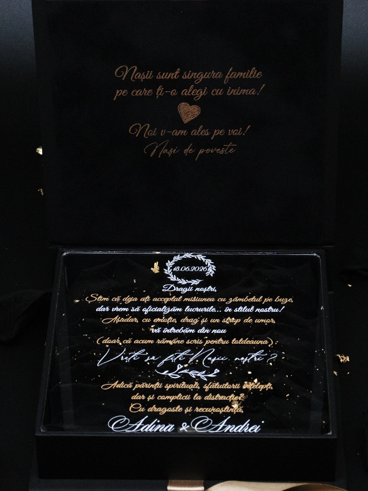 Cutie cerere nasi de cununie Gold&Black Roses - Editie Limitata