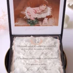 Cutie multumire nasi de botez Black Couture White Roses