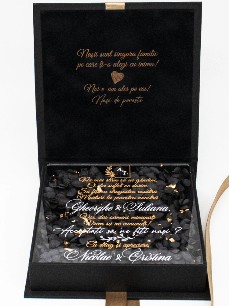 Cutie Cerere Nasi de Cununie Gold&Black Hortensia