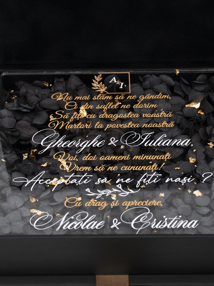 Cutie Cerere Nasi de Cununie Gold&Black Hortensia