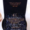 Cutie cerere nasi de cununie in editie limitata decorata cu hortensie neagra si foita de aur 24k