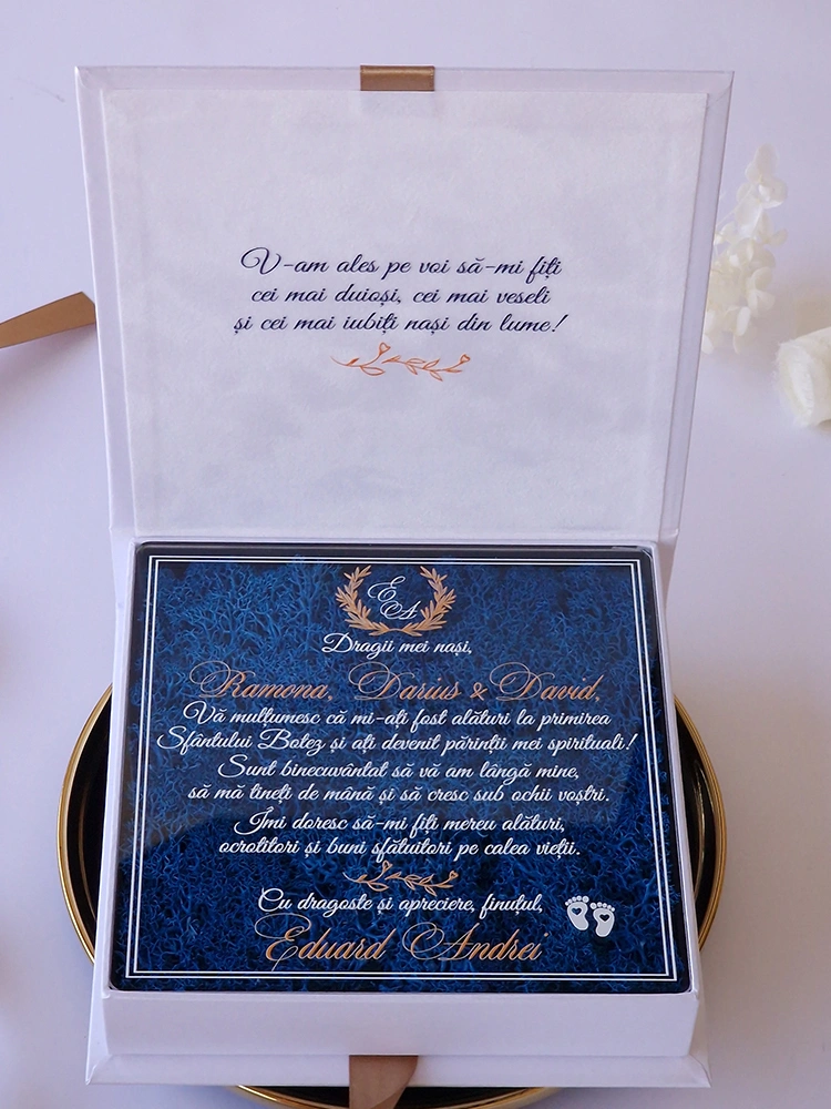 Cutie multumire nasi de botez Pure White Licheni