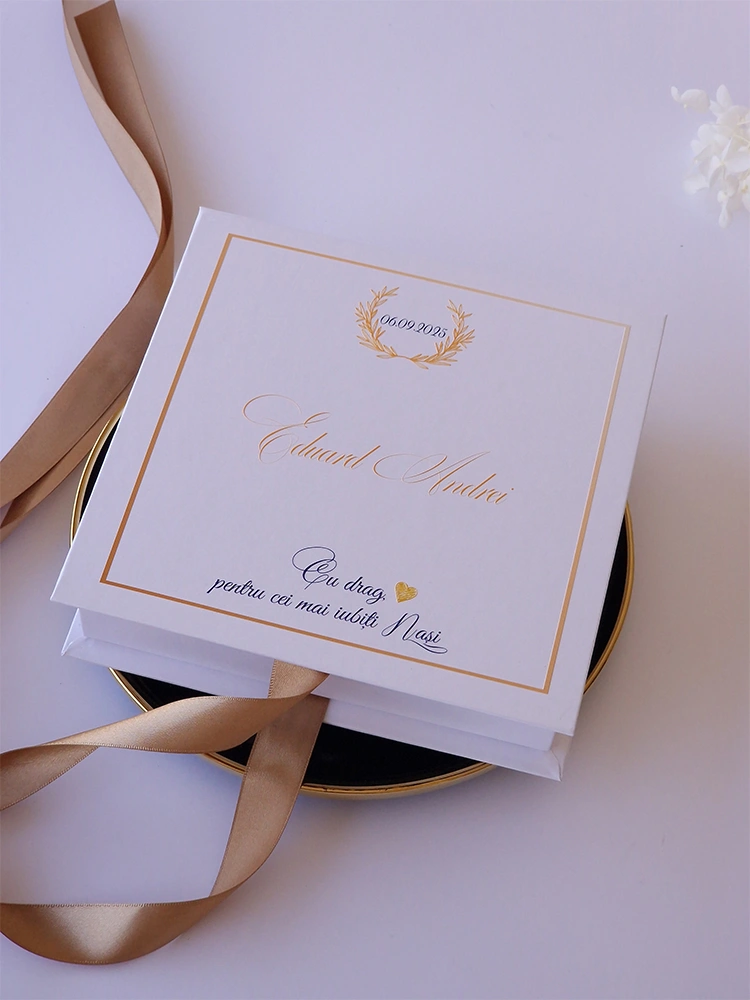 Cutie multumire nasi de botez Pure White Licheni Cutie multumire nasi de botez Pure White Licheni