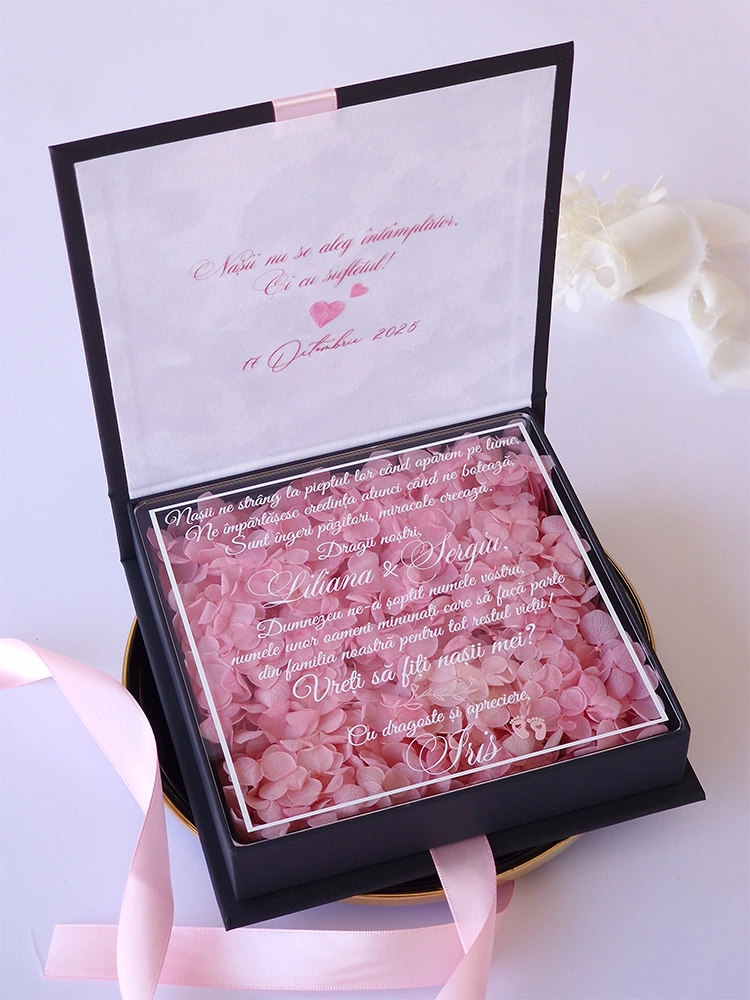 Cutie cerere nasi de botez Black Couture Hortensie Cutie cerere nasi de botez Black Couture Hortensie