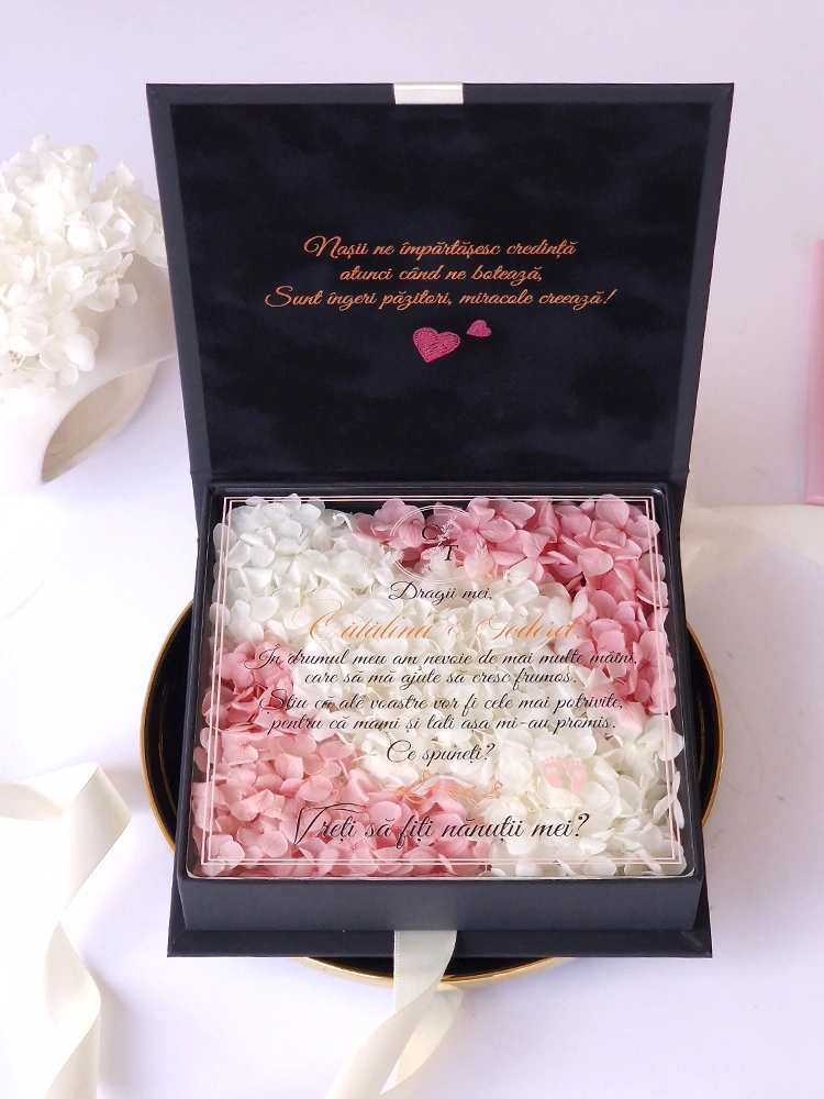 Cutie cere nasi de botez Black Couture Hortensie Duo