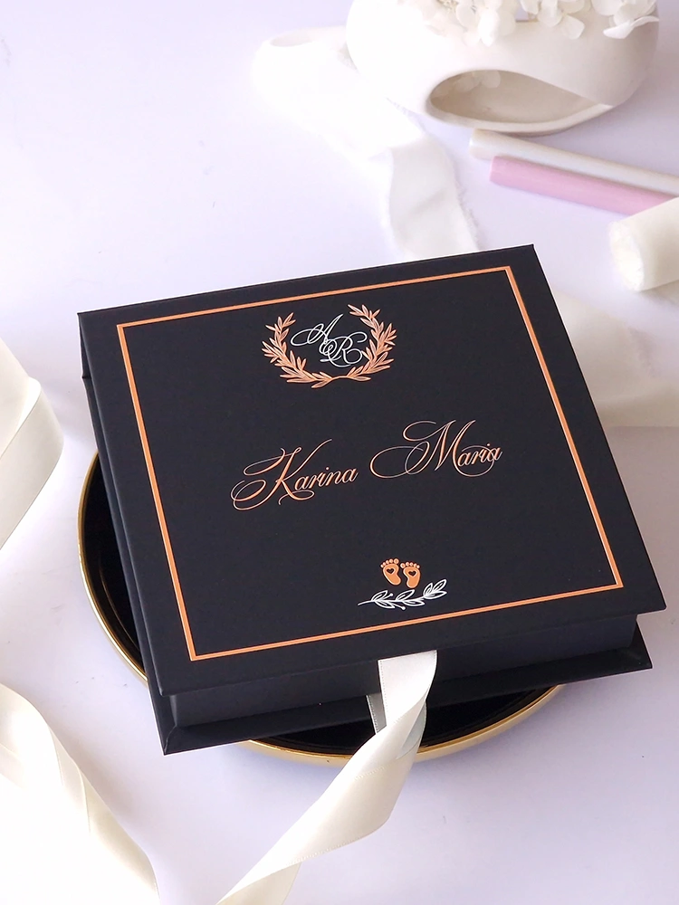 Cutie cere nasi de botez Black Couture Hortensie Duo