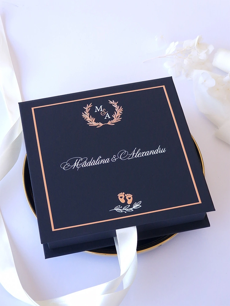 Cutie cerere nasi de botez cu hortensie Cutie cerere nasi de botez cu hortensie