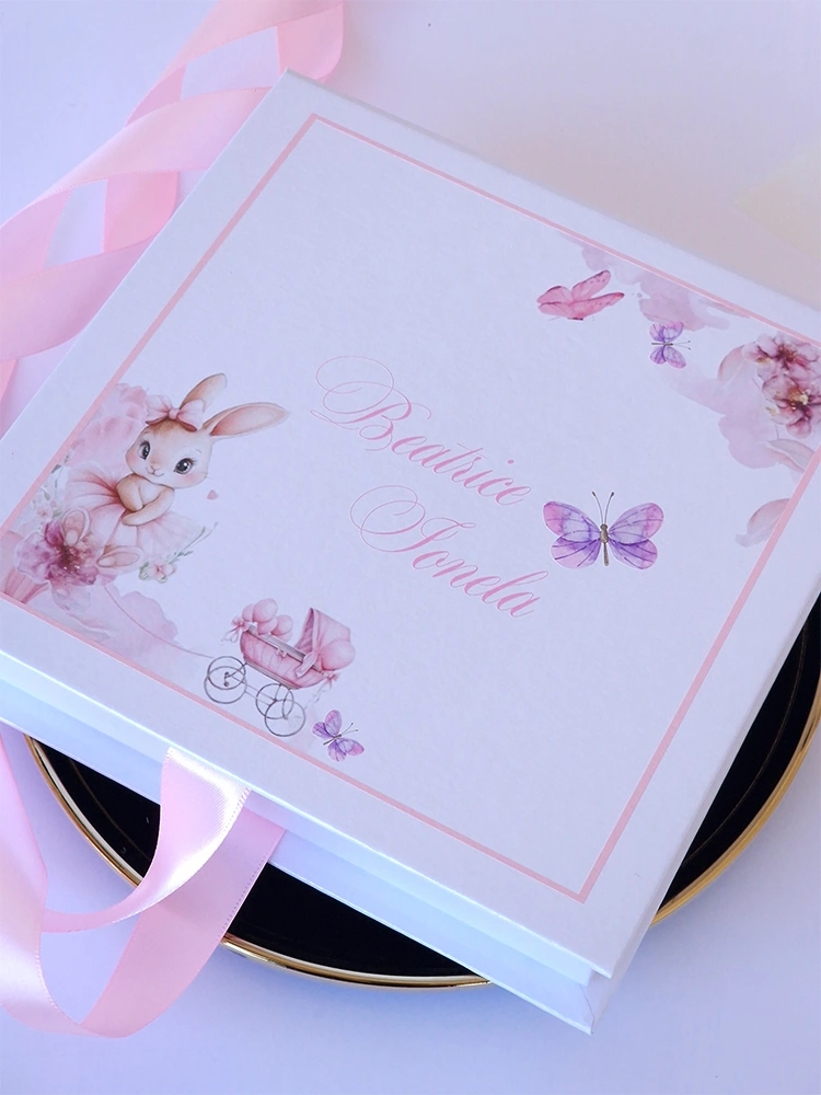 Cutie multumire nasi de botez Pure White Hortensie Cutie multumire nasi de botez Pure White Hortensie