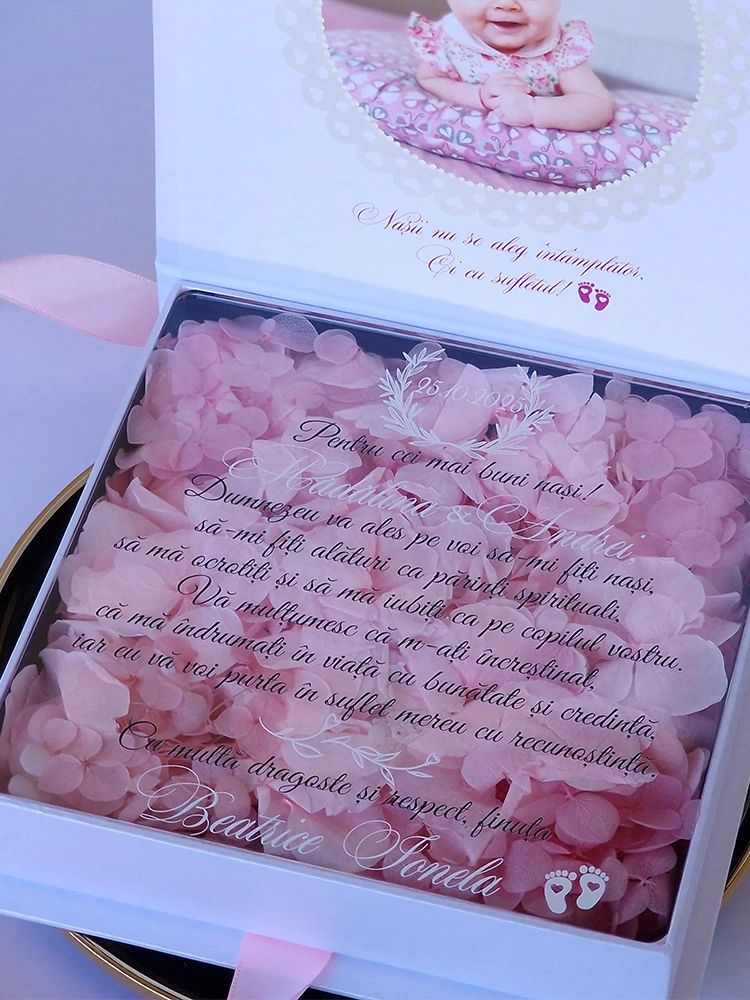 Cutie multumire nasi de botez Pure White Hortensie Cutie multumire nasi de botez Pure White Hortensie