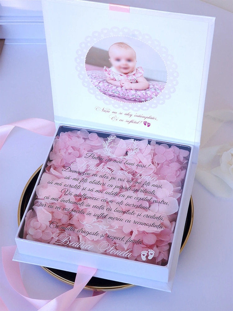 Cutie multumire nasi de botez Pure White Hortensie Cutie multumire nasi de botez Pure White Hortensie