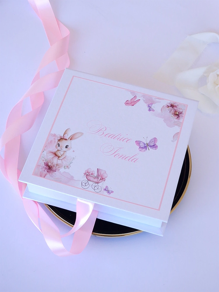 Cutie multumire nasi de botez Pure White Hortensie Cutie multumire nasi de botez Pure White Hortensie