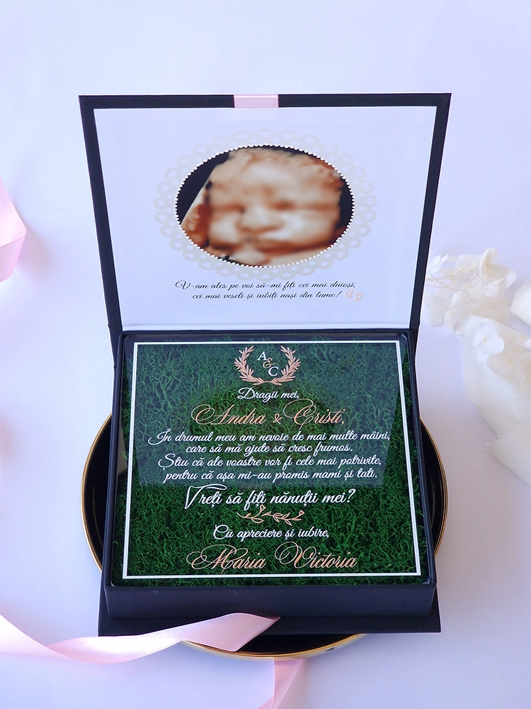 Cutie cerere nasi de botez Black Couture Licheni