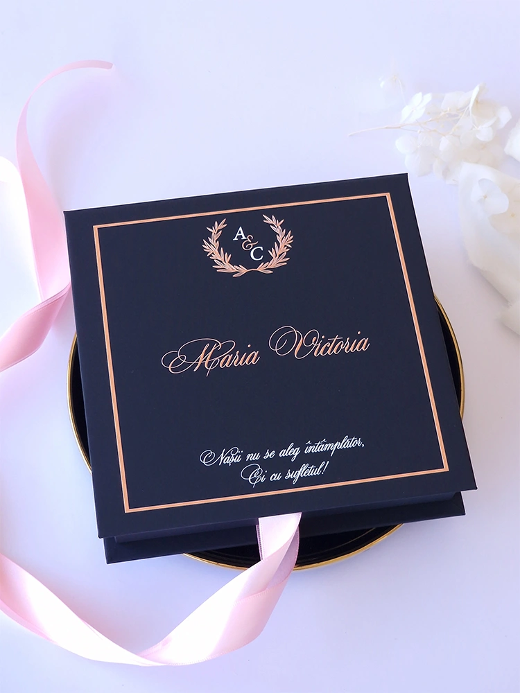 Cutie cerere nasi de botez Black Couture Licheni