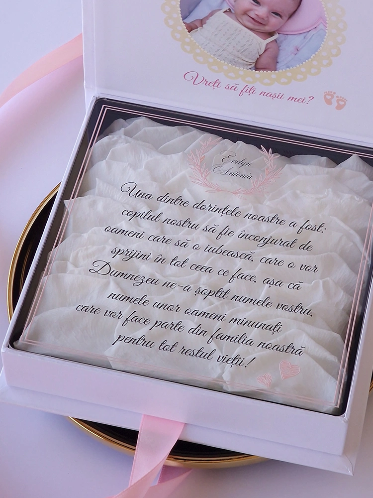 Cutie cerere nasi de botez Pure White Roses Cutie cerere nasi de botez Pure White Roses