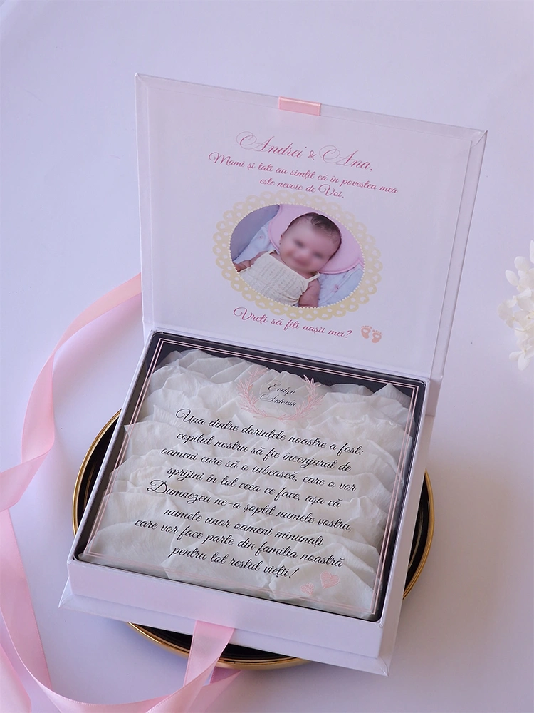 Cutie cerere nasi de botez Pure White Roses Cutie cerere nasi de botez Pure White Roses