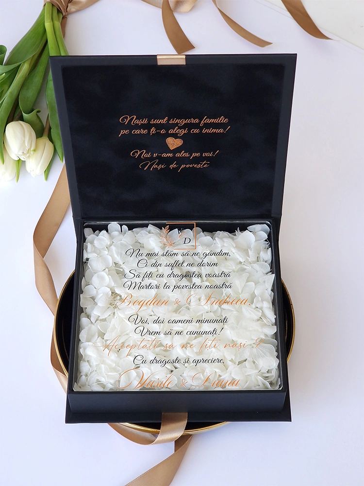 Cutie cere nasi de cununie Black Couture Hortensie