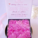 Cutie cerere nasi de botez Pure White Pink Roses