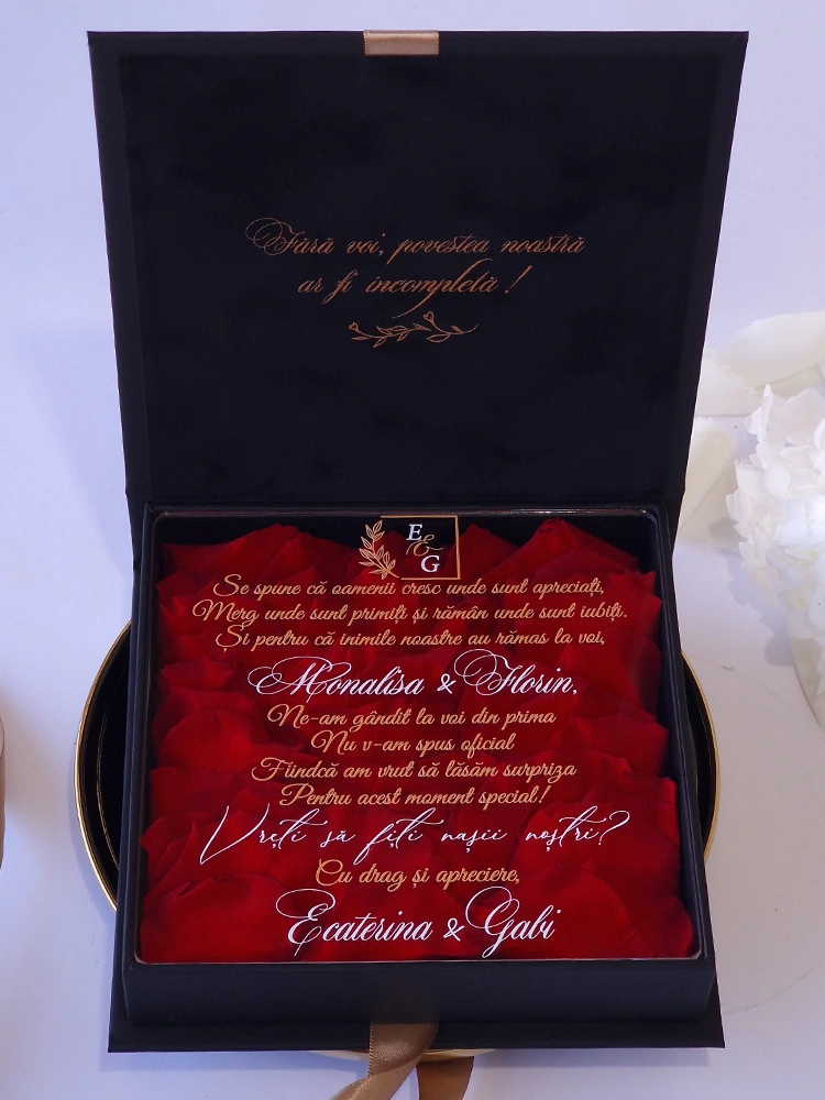 Cutie cerere nasi de cununie Black Couture Red Roses