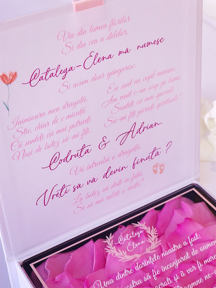 Cutie Cerere Nasi de Botez Pure White Pink Roses Cutie Cerere Nasi de Botez Pure White Pink Roses