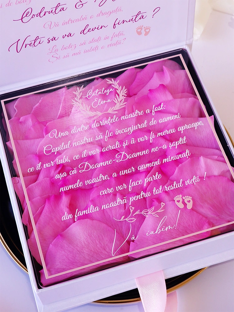 Cutie Cerere Nasi de Botez Pure White Pink Roses Cutie Cerere Nasi de Botez Pure White Pink Roses