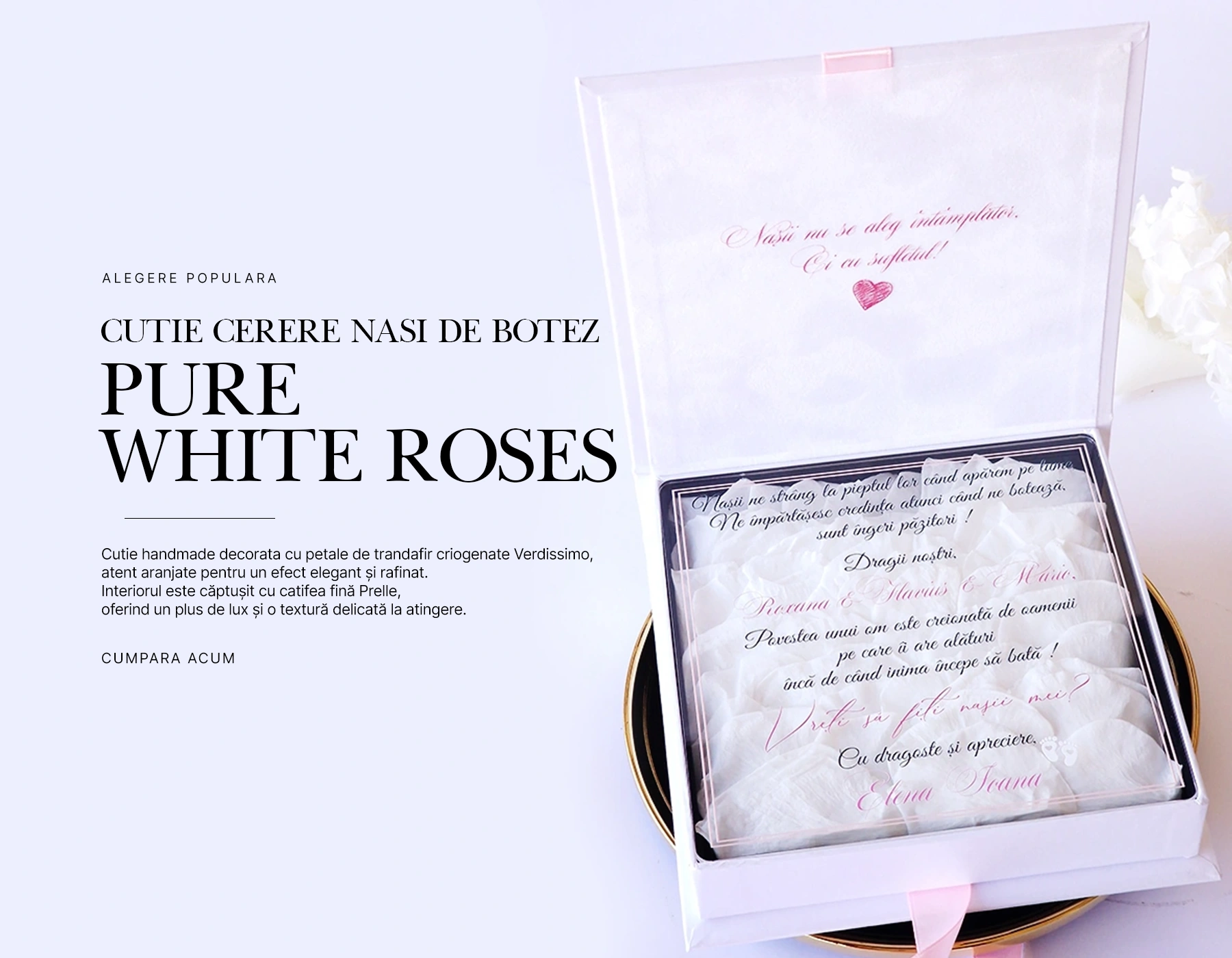 Cutie Cerere Nasi de Botez Pure White Roses